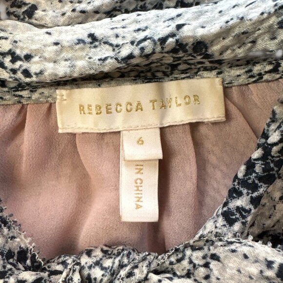 Rebecca Taylor Snakeskin Animal Print Bow Cocktail Dress Taupe Gray Black Size 6 - Picture 9 of 10